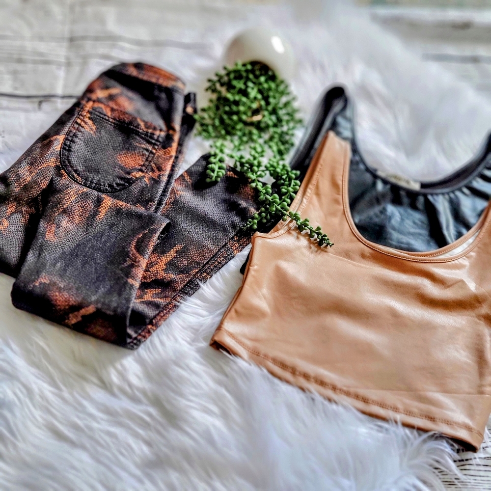 Zenana Faux Leather Crop Top
